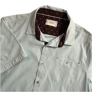 Level Ten Men's  Short Short Sleeve Button Up Shirt Sz M Turquoise Blue